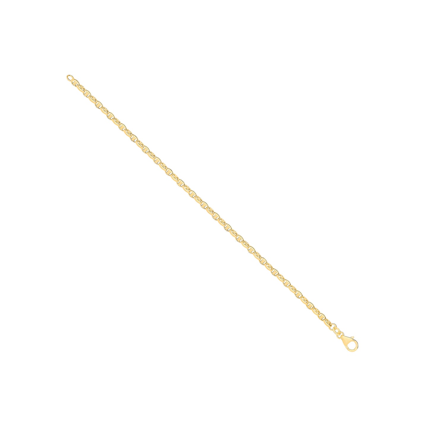 14ct Yellow Gold Hollow Oval Puff Marine 3.6mm Chain