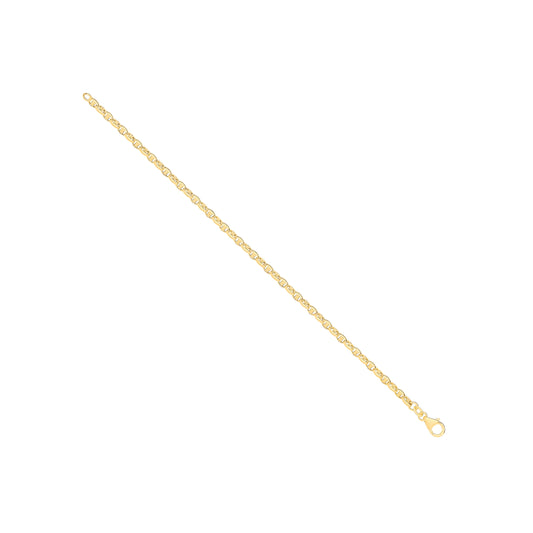 14ct Yellow Gold Hollow Oval Puff Marine 3.6mm Chain