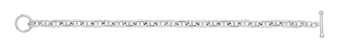 Silver 6mm Anchor Chain T-Bar Ladies Bracelet