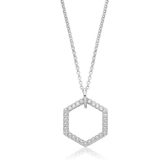 Honeycomb Drop Silver Necklace