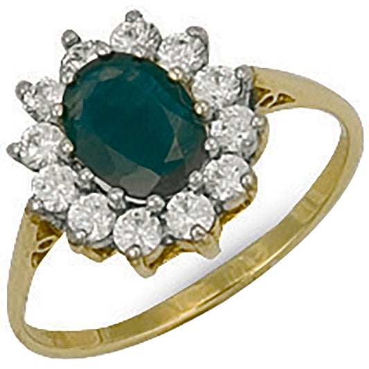 Yellow Gold Cubic Zirconia Cluster Ring (HNN-0ACDD6)