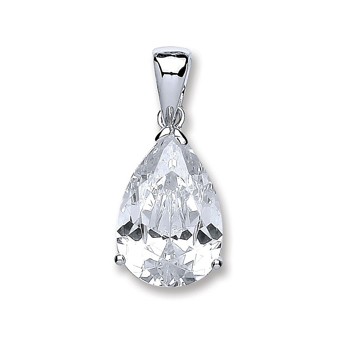Silver S/S Pear Cubic Zirconia Pendant