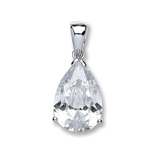 Silver S/S Pear Cz Pendant