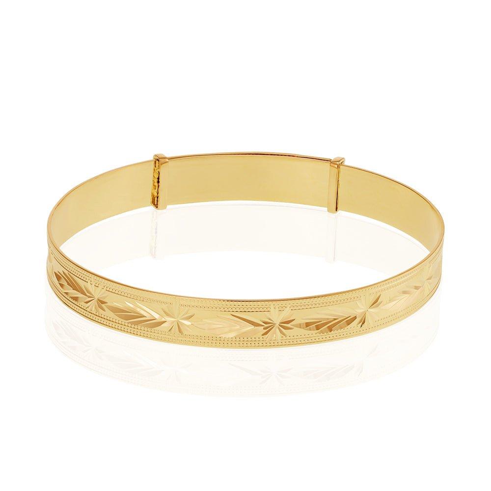 Yellow Gold Maiden Diamond Cut Slave Bangle