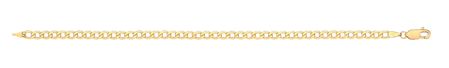 14ct Yellow Gold Hollow Beveled Curb 4.0mm Chain