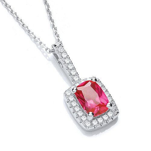 Micro Pave Fancy Pendant Red Small Cubic Zirconia with 18" Chain