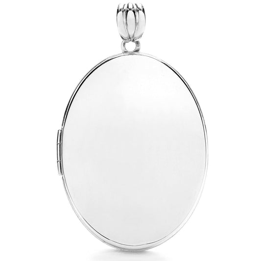 White Gold Oval Plain Locket (HNN-4B7950)