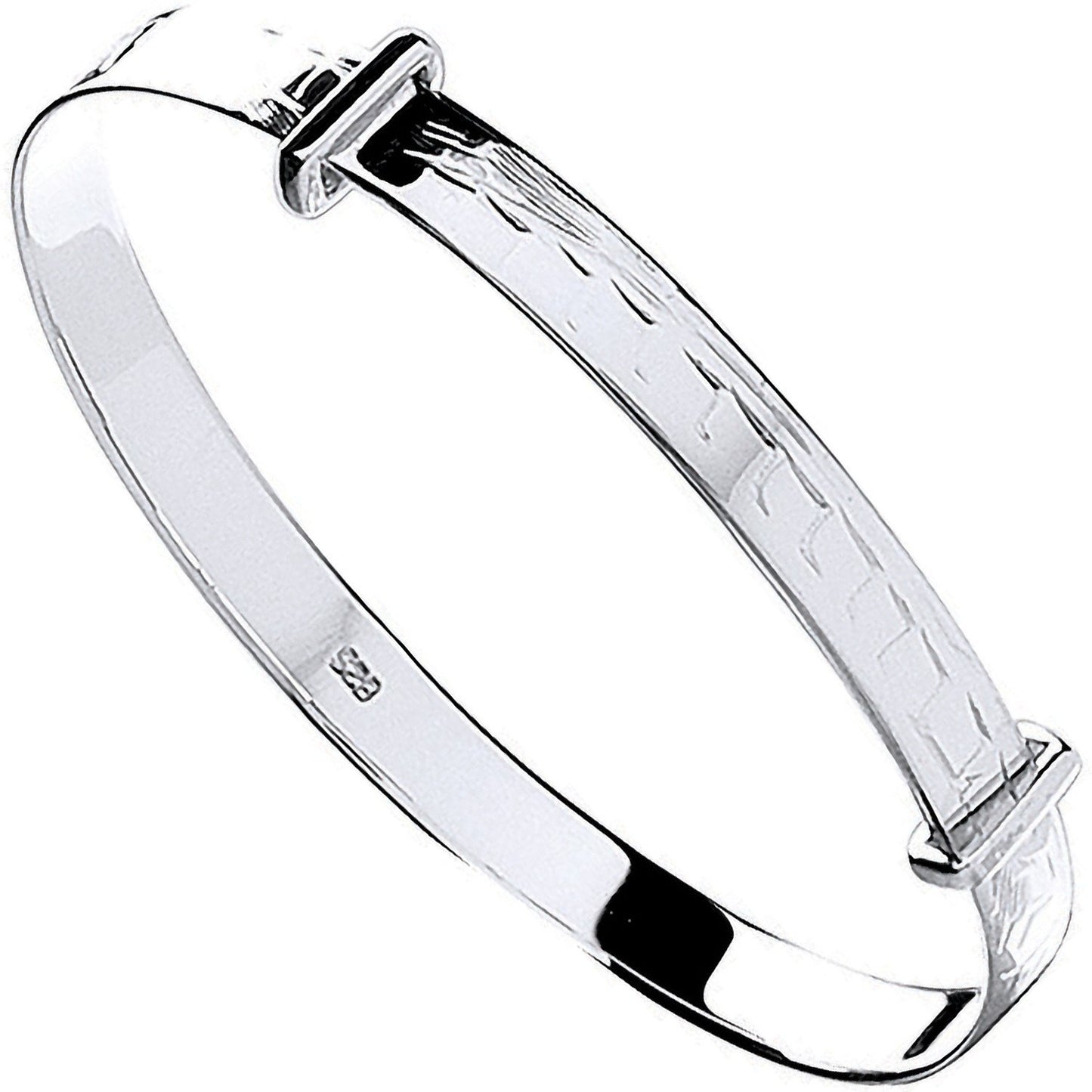 Silver Diamond Cut Expandable Baby Bangle - 4.4mm