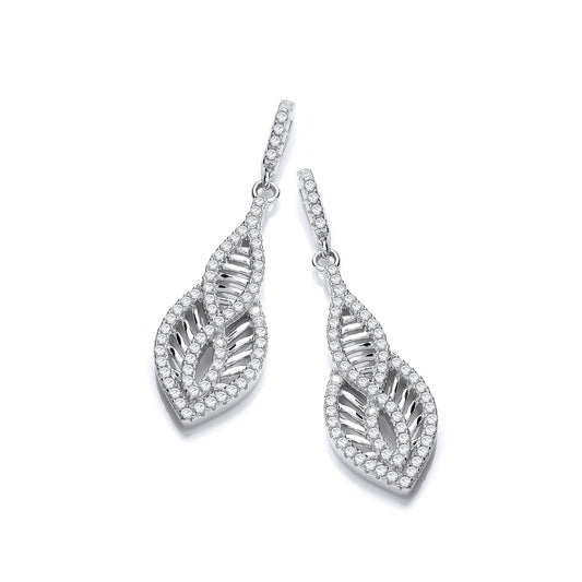 Micro Pave Cubic Zirconia Encrusted Teardrop Shaped Earrings