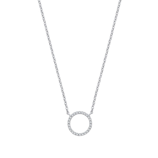 9ct White Gold 0.08ctw Necklace (Chain 17")