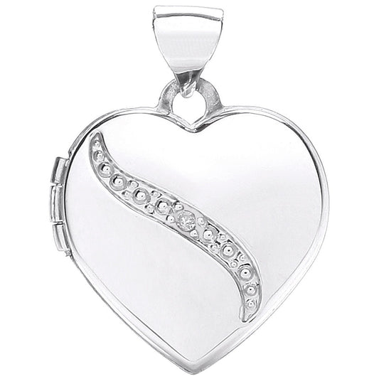White Gold Heart Shape Locket with Diamond (HNN-395E17)