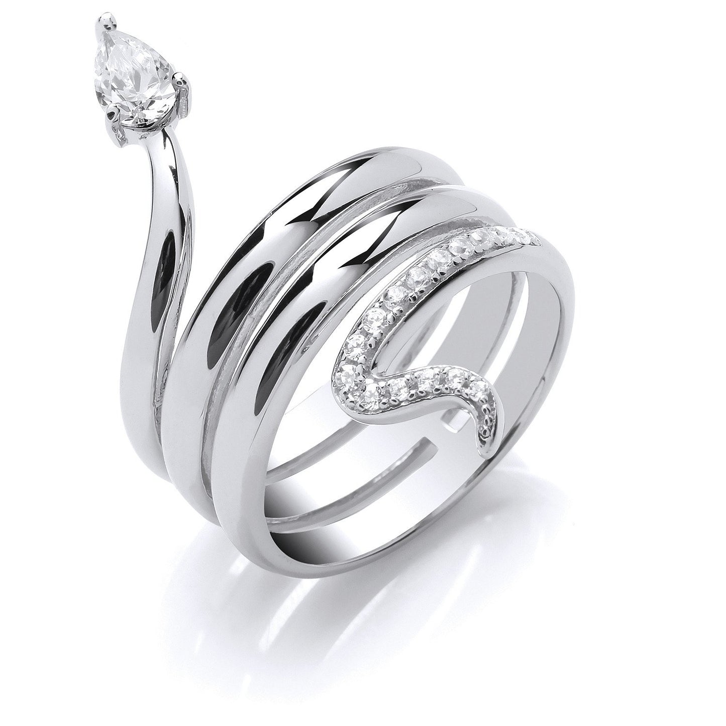 Silver Snake Cubic Zirconia Ring