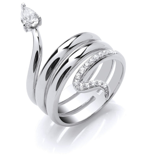 Silver Snake Cubic Zirconia Ring
