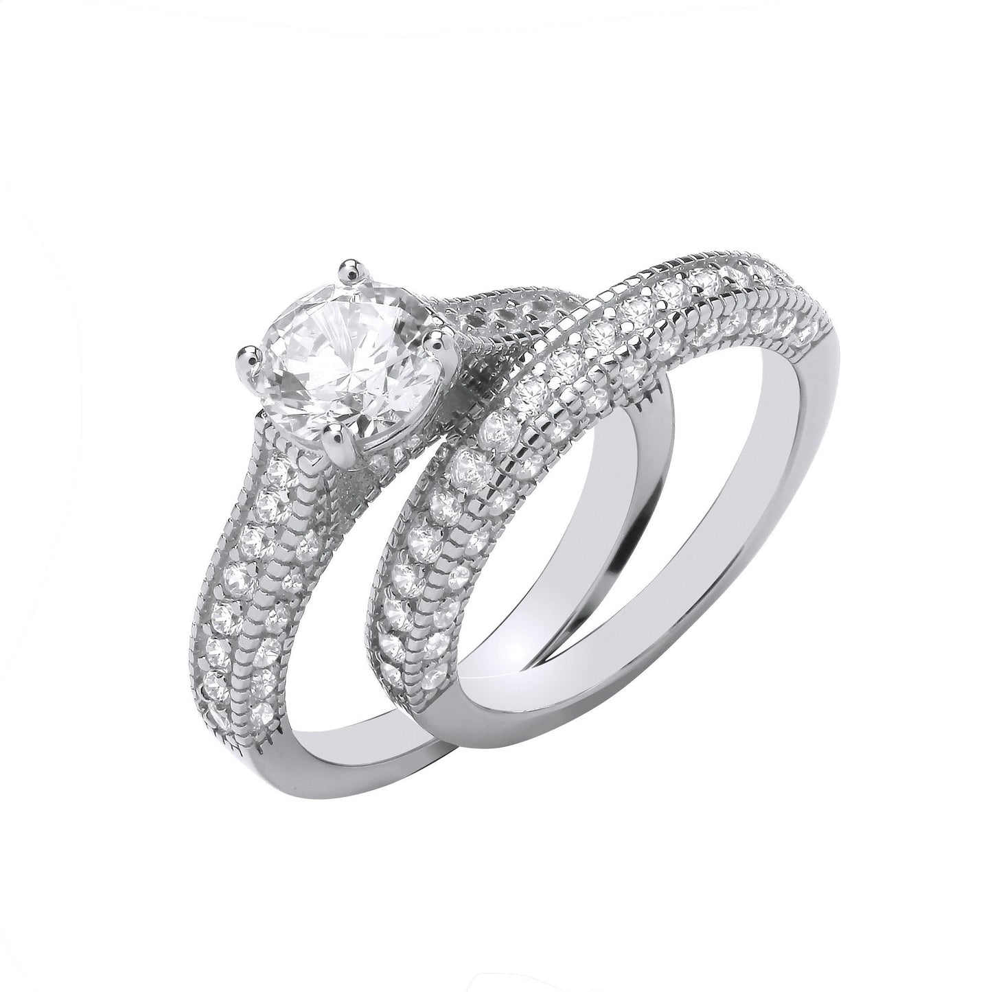 Silver Bridal Set S/S Fancy Half Eternity Rings