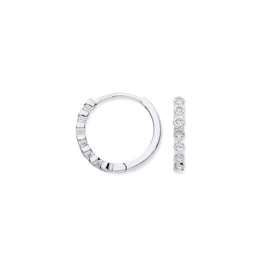 9ct White Gold Round 0.10ctw Diamond Hoops (HNN-C8021D)