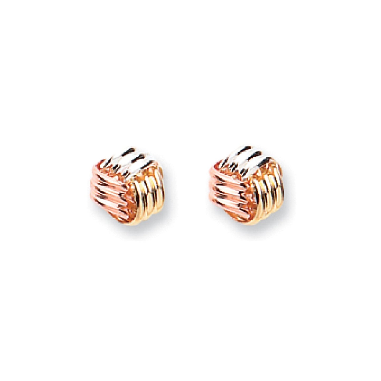 9ct Yellow, White & Rose Gold Fancy Knot Studs (HNN-166B11)