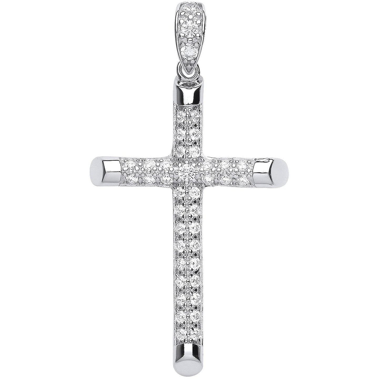 Silver Large Cubic Zirconia Cross