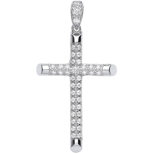 Silver Large Cubic Zirconia Cross