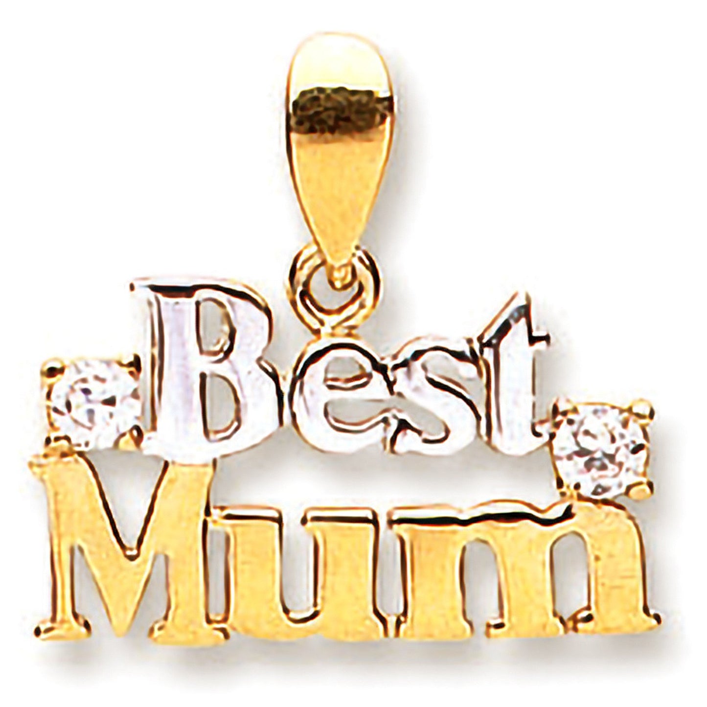 Yellow and White Gold Best Mum Pendant