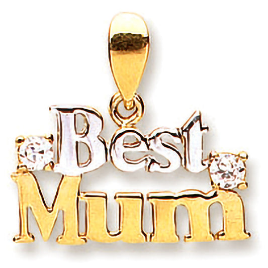 Yellow and White Gold Best Mum Pendant