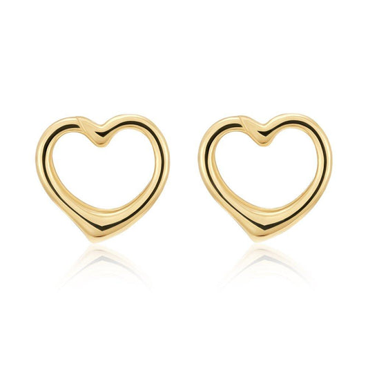 9ct Yellow Gold Open Heart Studs