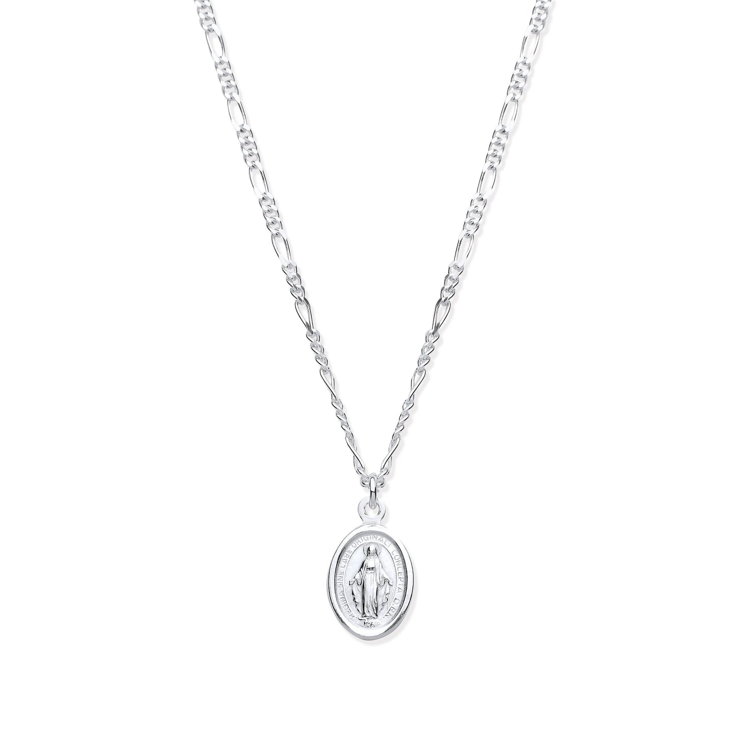 Silver Miraculous Medallion 17" Necklace/07" Bracelet