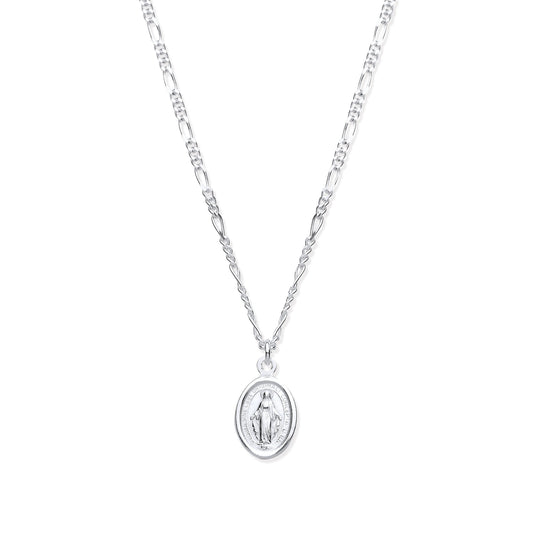 Silver Miraculous Medallion 17" Necklace/07" Bracelet
