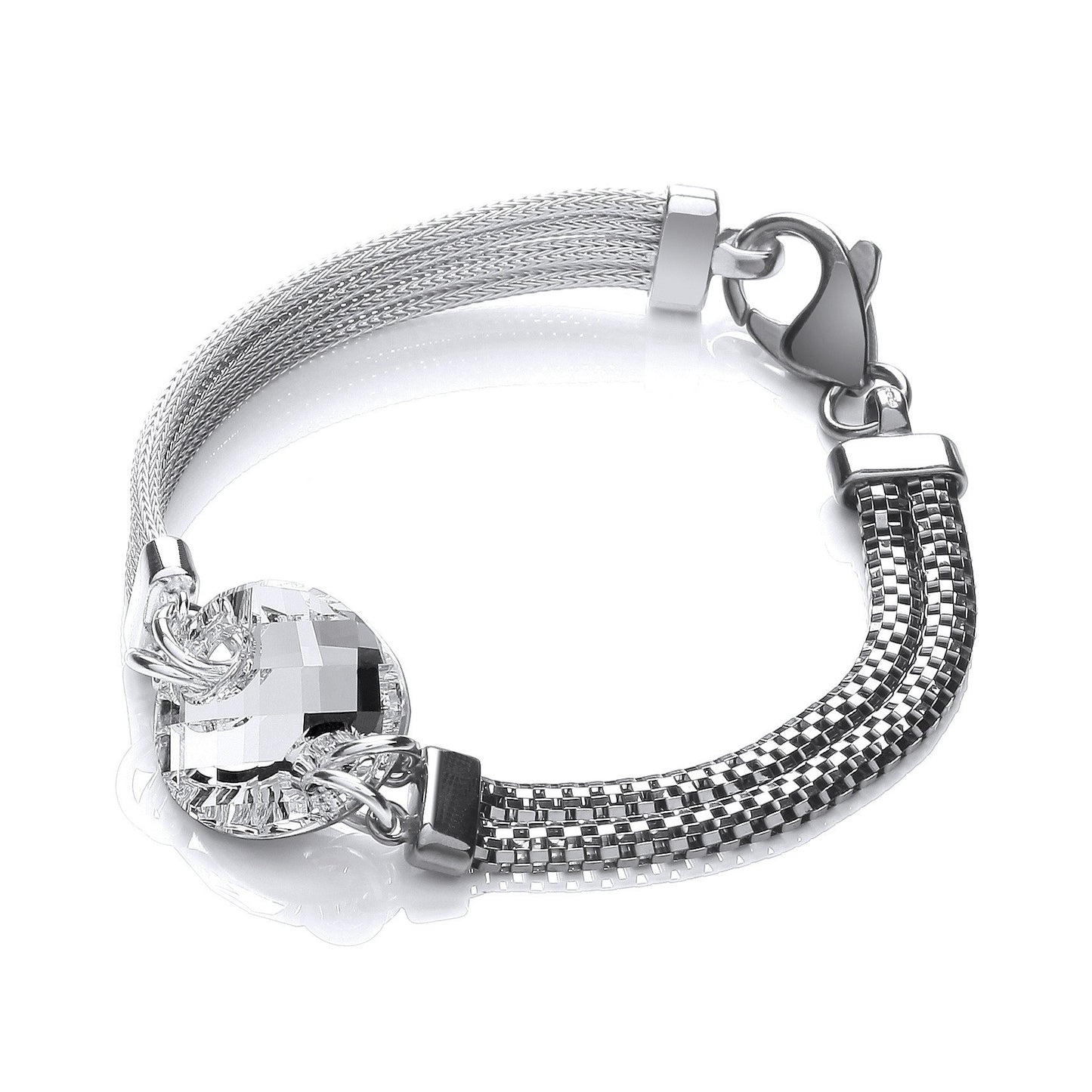 Ruthenium & Silver Mesh Bracelet (HNN-67C78A)