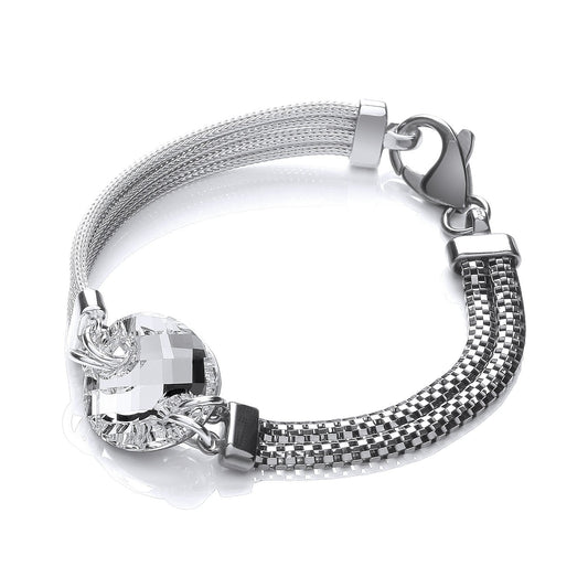 Ruthenium & Silver Mesh Bracelet (HNN-67C78A)