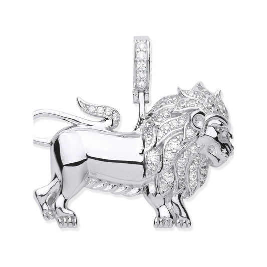 Silver Cubic Zirconia Lion Pendant