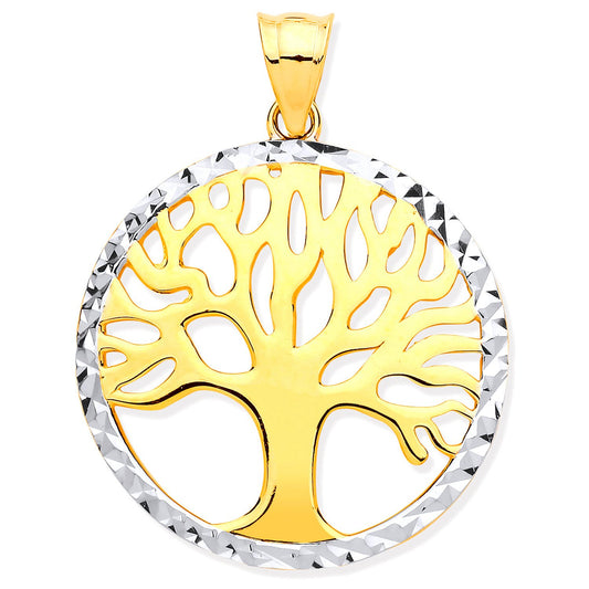 Yellow and White Gold Tree of Life Pendant