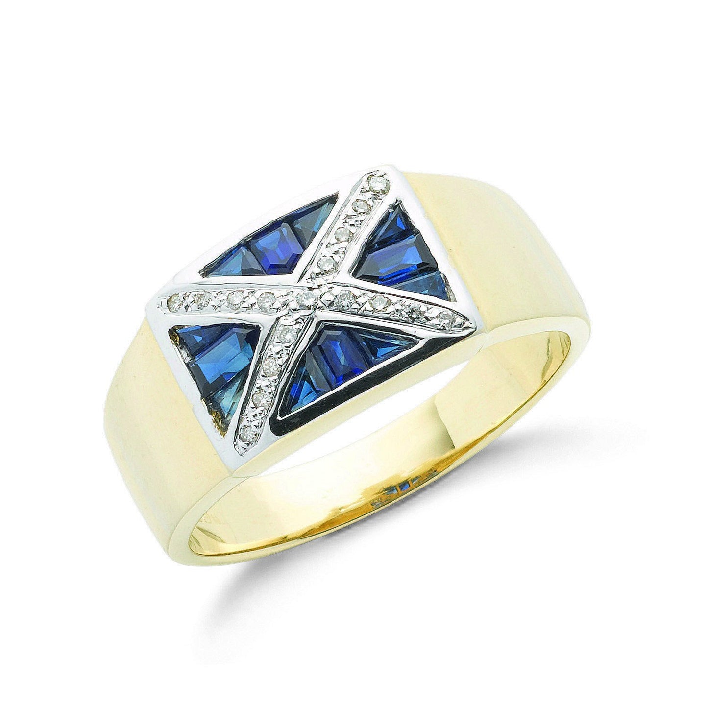 9ct Yellow Gold 0.10ct Diamond & 0.80ct Blue Sapphire Scotland Ring