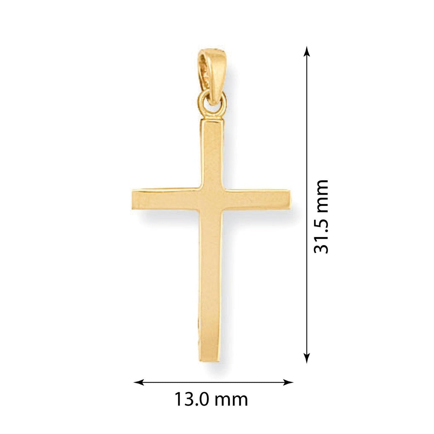 Yellow Gold Plain Cross - 13.1mm