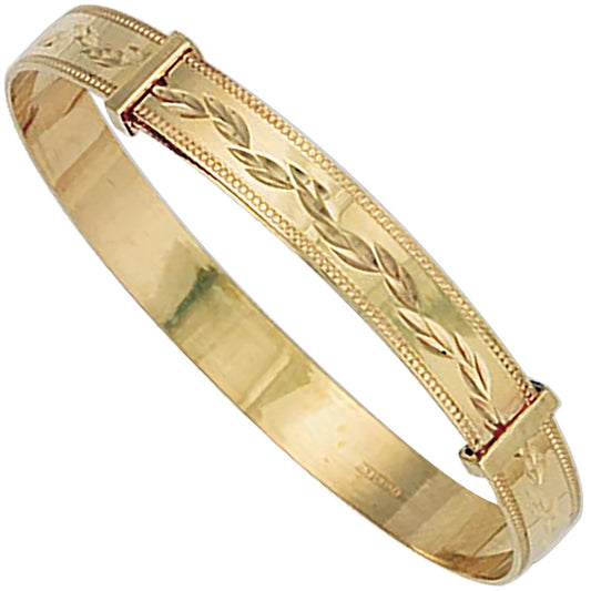 Yellow Gold Diamond Cut Expandable Baby Bangle - 42.5mm