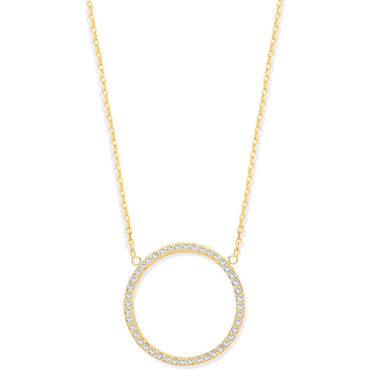 9ct Yellow Gold Circle of Life Cubic Zirconia Pendant 17" Chain
