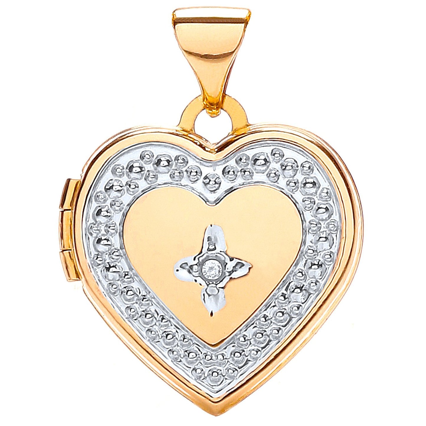 Yellow White Heart Shape Locket with Diamond