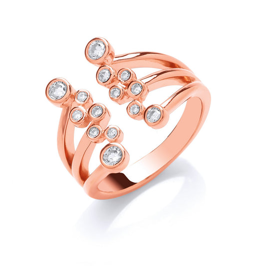 Silver Rose Gold Coated Open Top Cubic Zirconia Ring