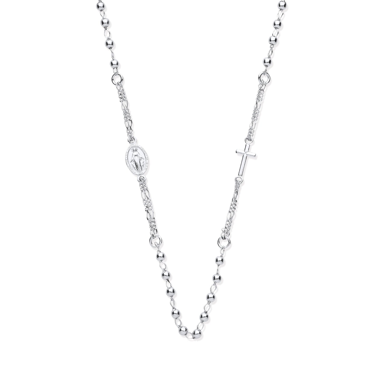 Silver Rosary Beads 18" Chain