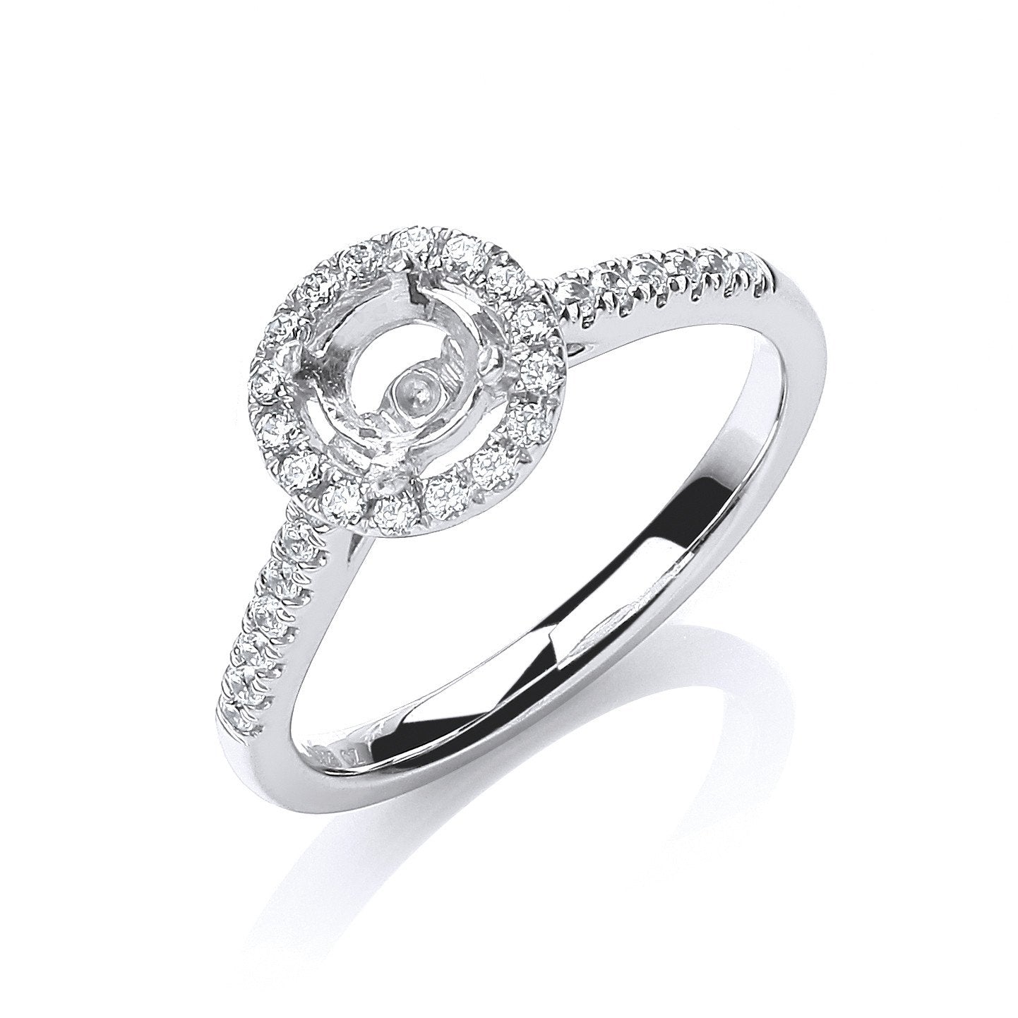 18ct White Gold 0.30ct & (0.30ct Centre) Semi-Set Mount G/VS