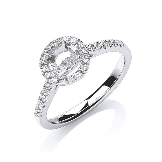 18ct White Gold 0.30ct & (0.30ct Centre) Semi-Set Mount G/VS