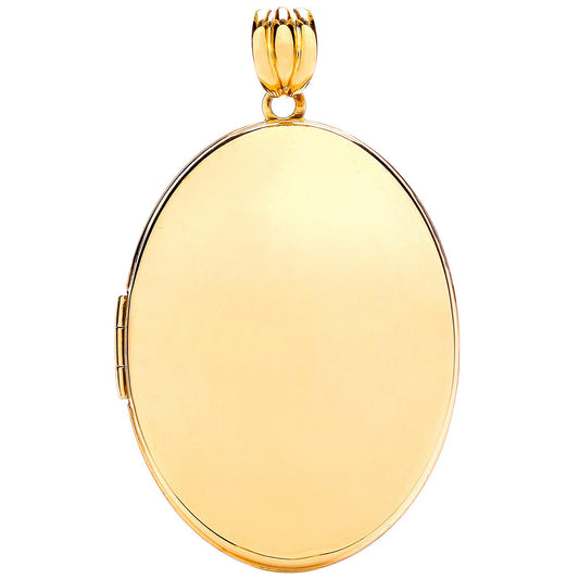 Yellow Gold Oval Plain Locket (HNN-9FB0DA)