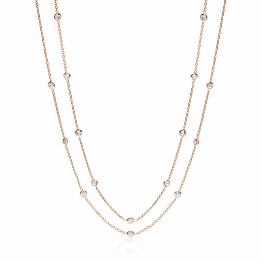 Gold Coated Rubover 23 Cubic Zirconias Necklace 38"