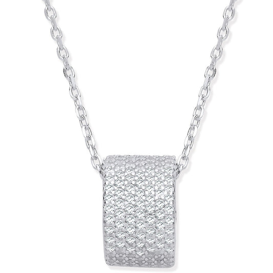 Silver Little Full Eternity Cubic Zirconia Ring on a 16" Chain