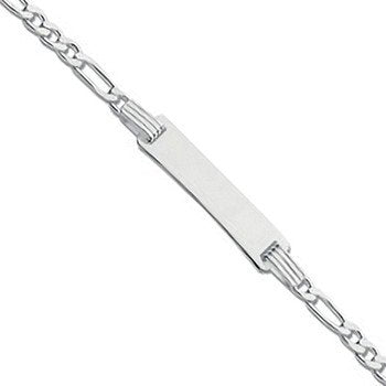 Silver Figaro ID Baby 6"/Ladies 7" Bracelet (HNN-E666C3)