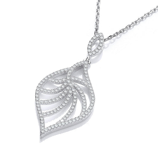 Micro Pave Leaf Shape Cubic Zirconia Pendant with 18" Chain