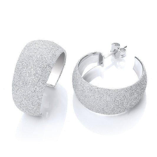 Moondust Finish Silver Colour Rhodium Plated Earrings