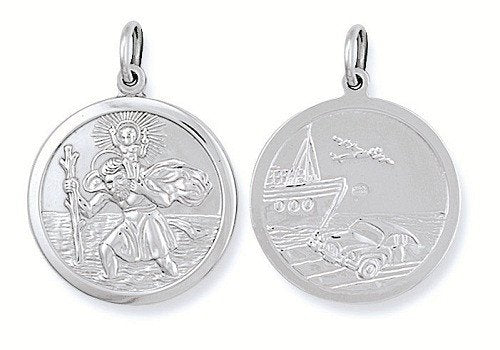 Silver Double Sided St. Christopher Pendant - 6.0g