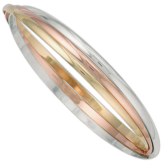 Yellow, White & Rose Gold 3mm Russian Wedding Bangle