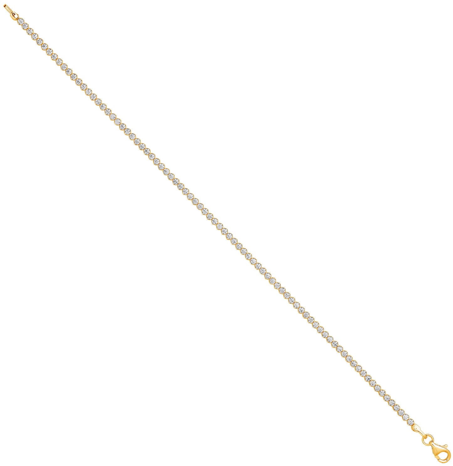 Yellow Gold 2.1mm Round Cubic Zirconia Ladies Tennis Bracelet