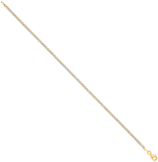 Yellow Gold 2.1mm Round Cubic Zirconia Ladies Tennis Bracelet